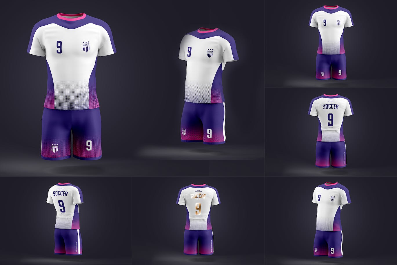 高品质运动服足球队服装设计VI样机PSD模型