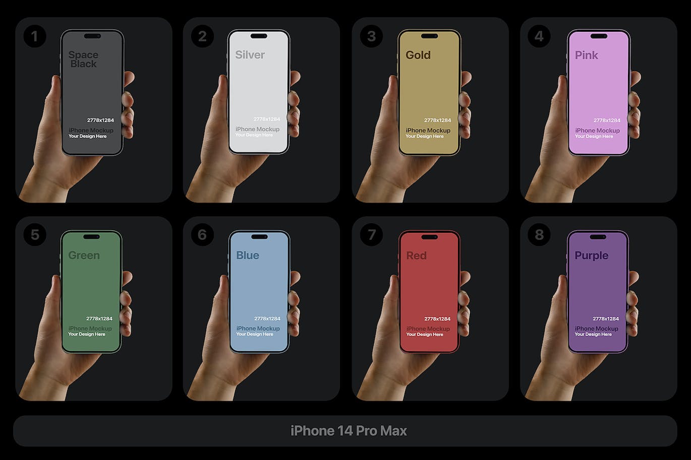 一组高质量iphone 14 Pro Max样机PSD素材