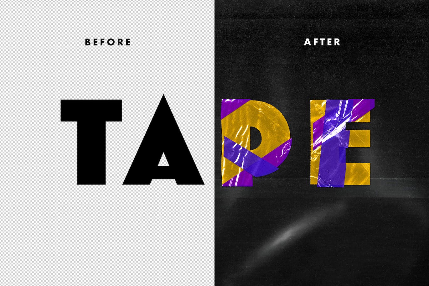 效果逼真的质感塑料胶带3D立体文字PSD样式素材