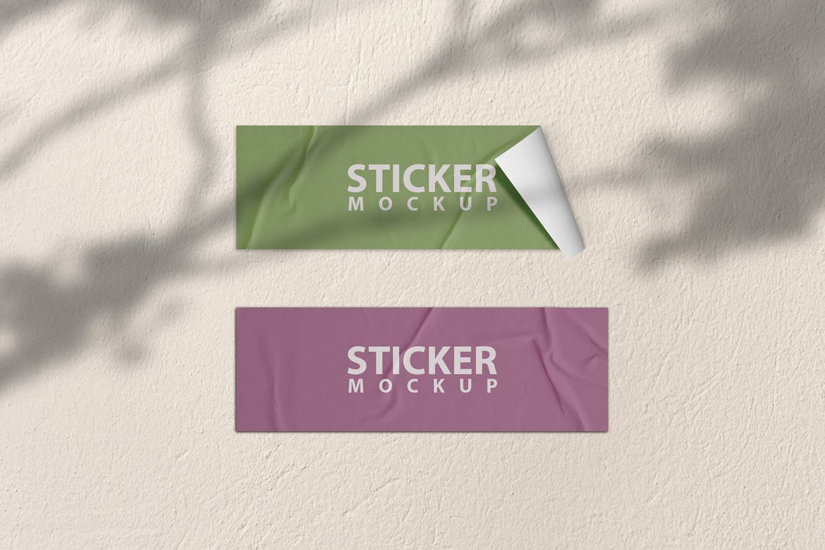 精致高端胶粘贴纸图案Logo设计PSD样机素材