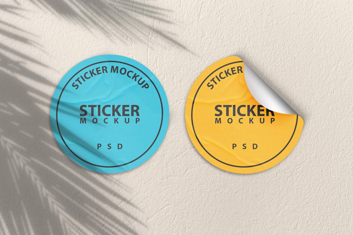 精致高端胶粘贴纸图案Logo设计PSD样机素材