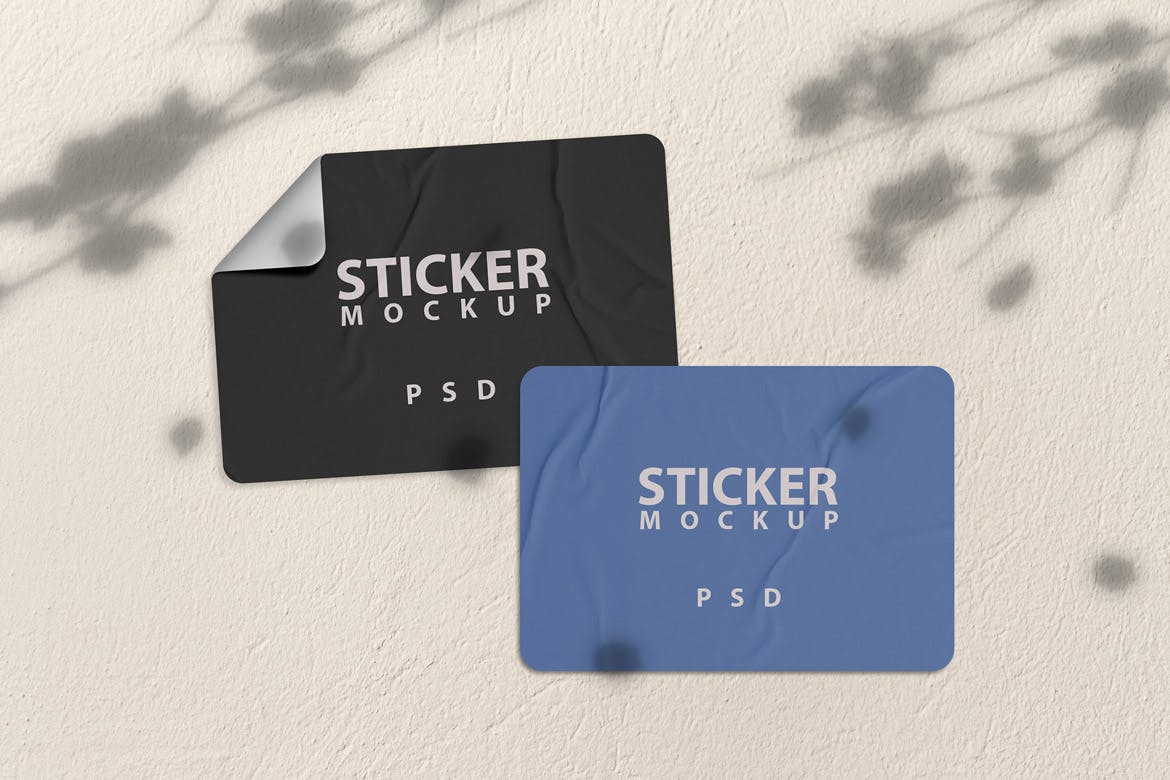 精致高端胶粘贴纸图案Logo设计PSD样机素材