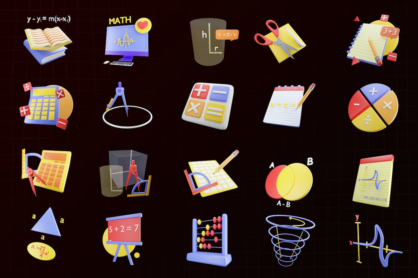 20个3D数学资产图模型素材包（Blender）