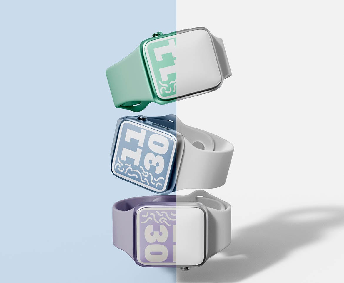 多种款式智能手表屏幕PSD样机