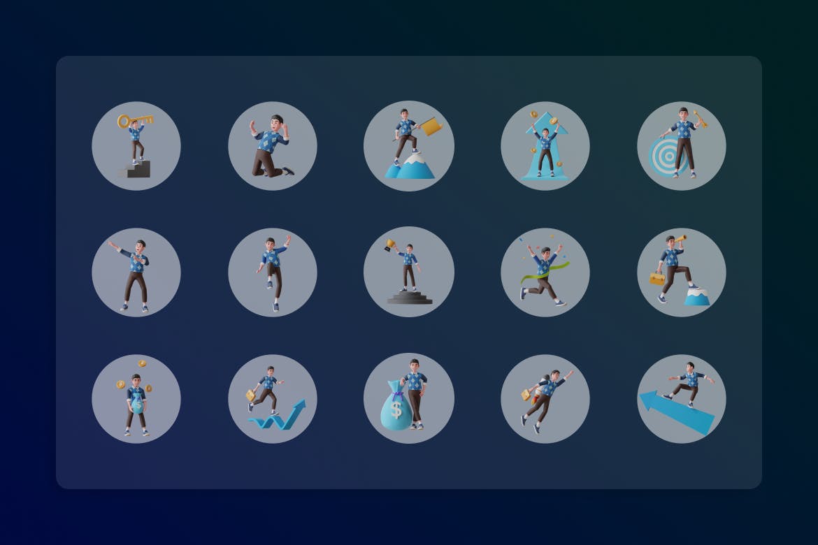 15个人物动作3D素材Blender模型