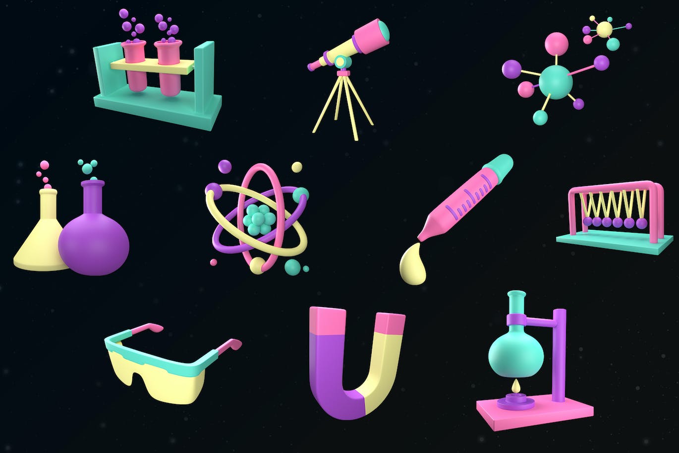 科学试验主题3D资产图Blender模型素材