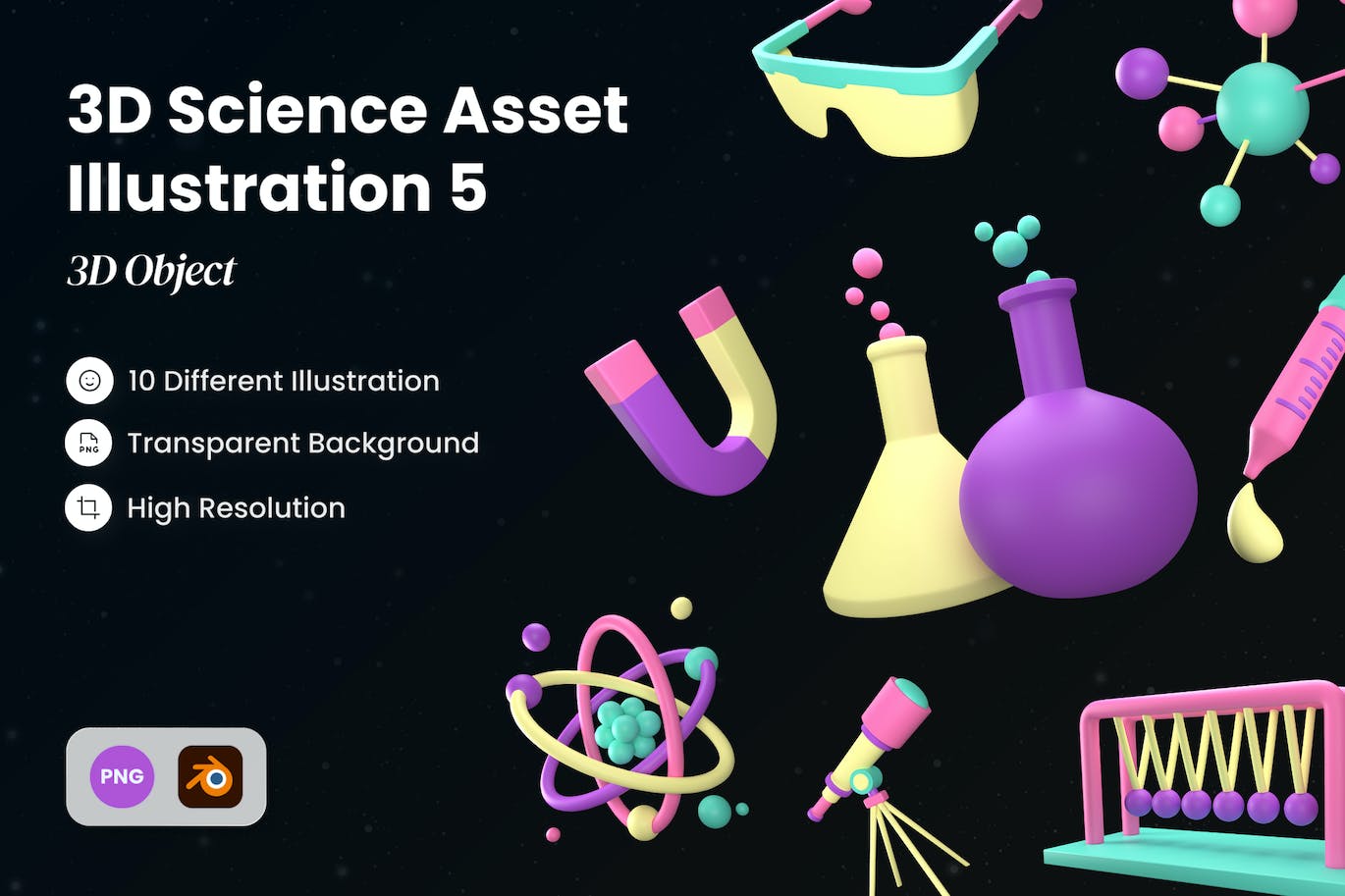 科学试验主题3D资产图Blender模型素材