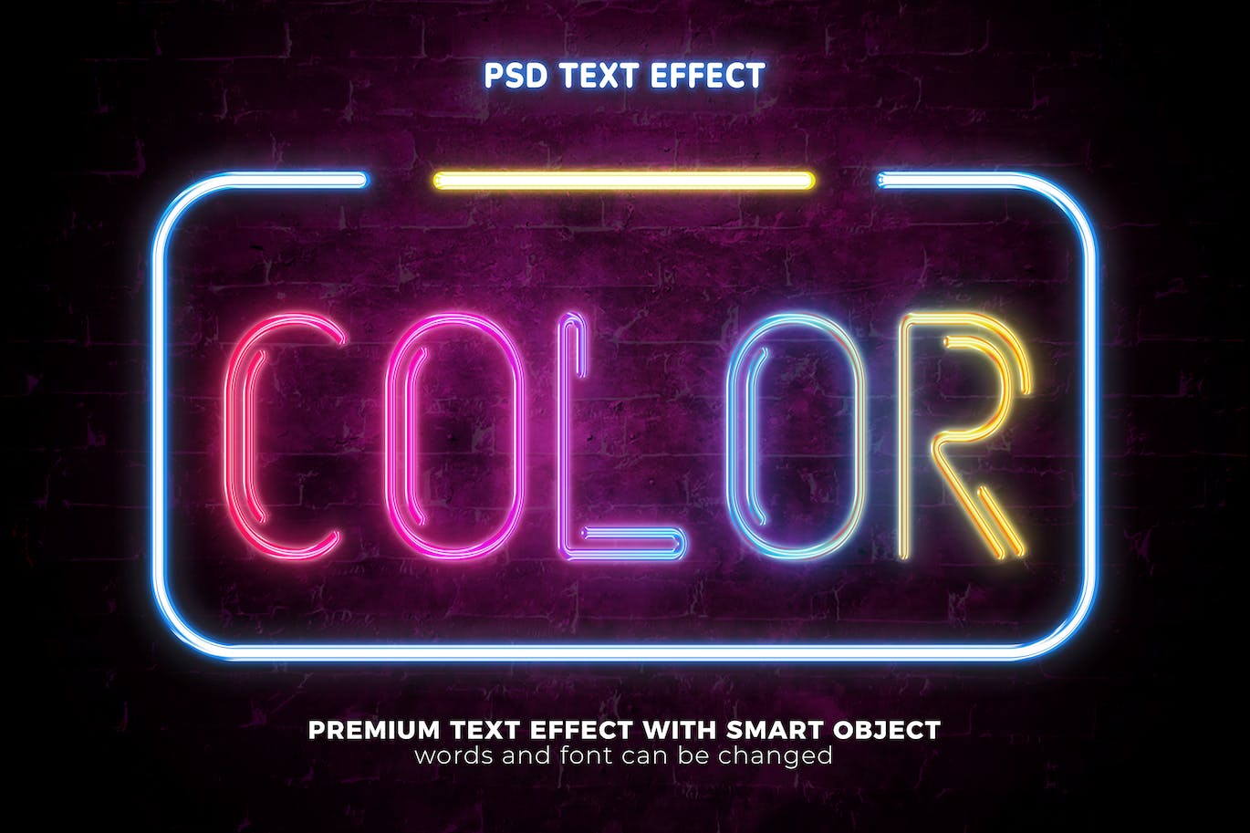 彩色夜间霓虹灯发光文字效果PSD样式
