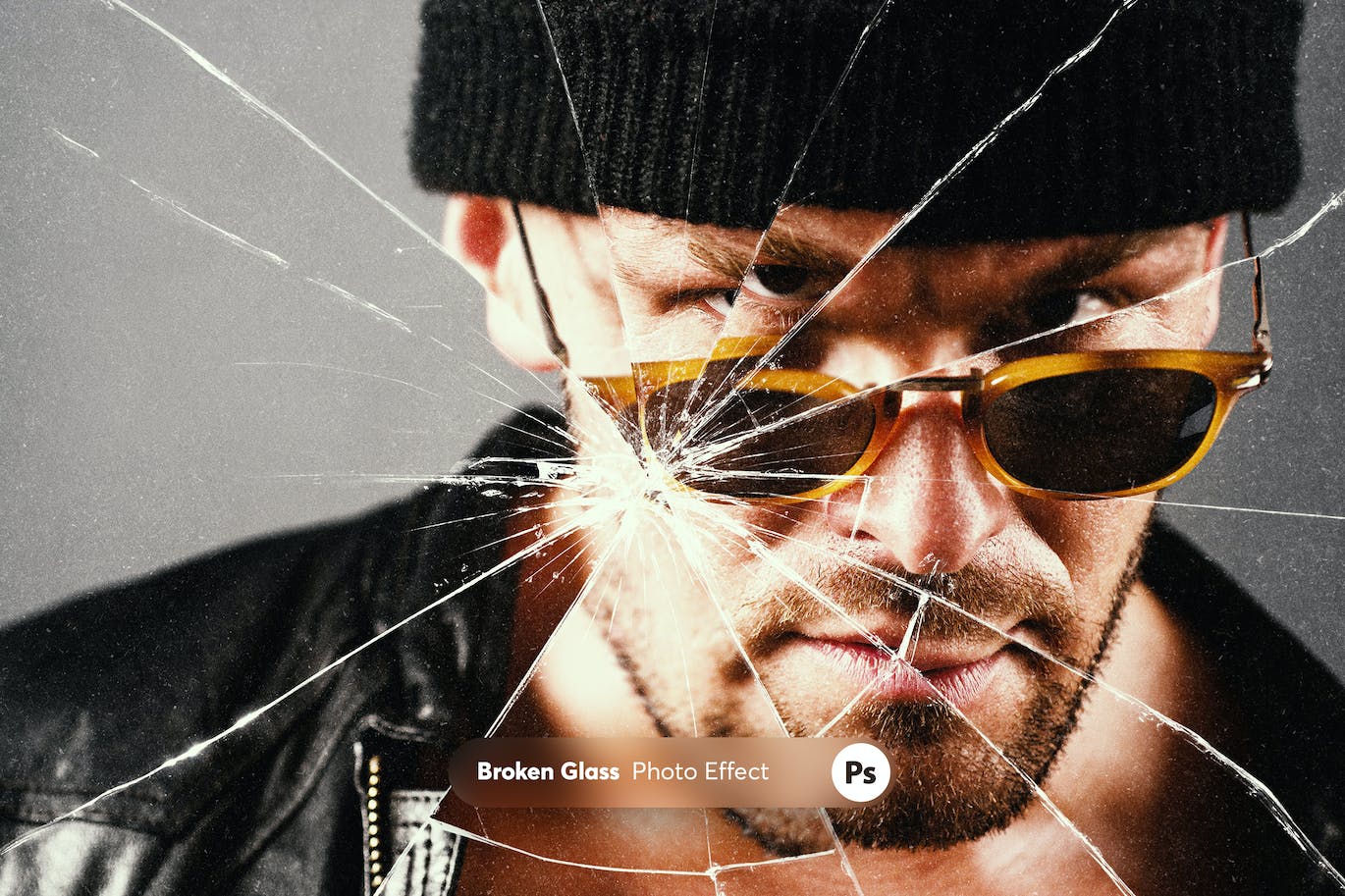 一键生成破碎玻璃照片PSD效果