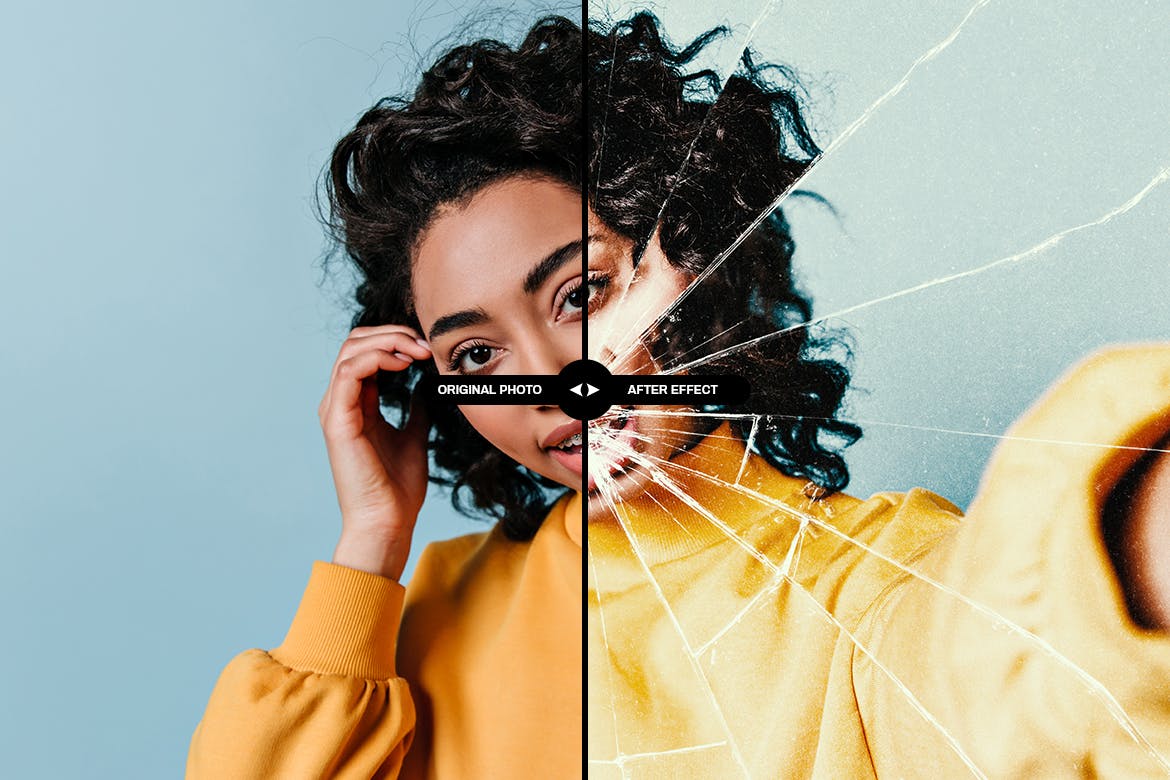 一键生成破碎玻璃照片PSD效果