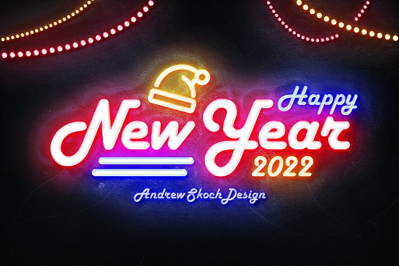 用PS一键生成圣诞霓虹灯文本效果