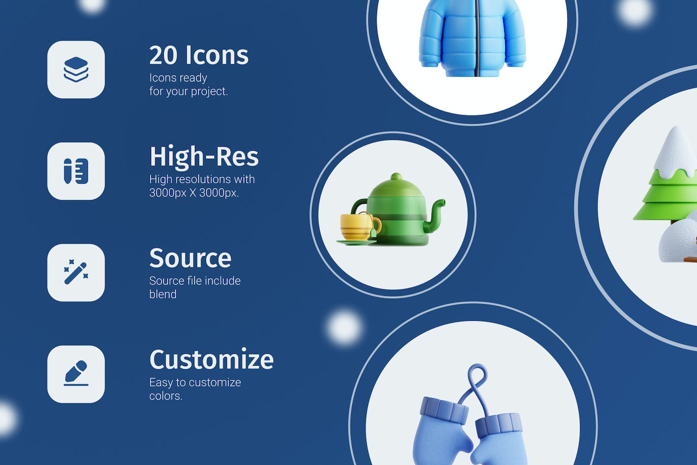 冬季3D主题图标素材包(PNG,Blend)