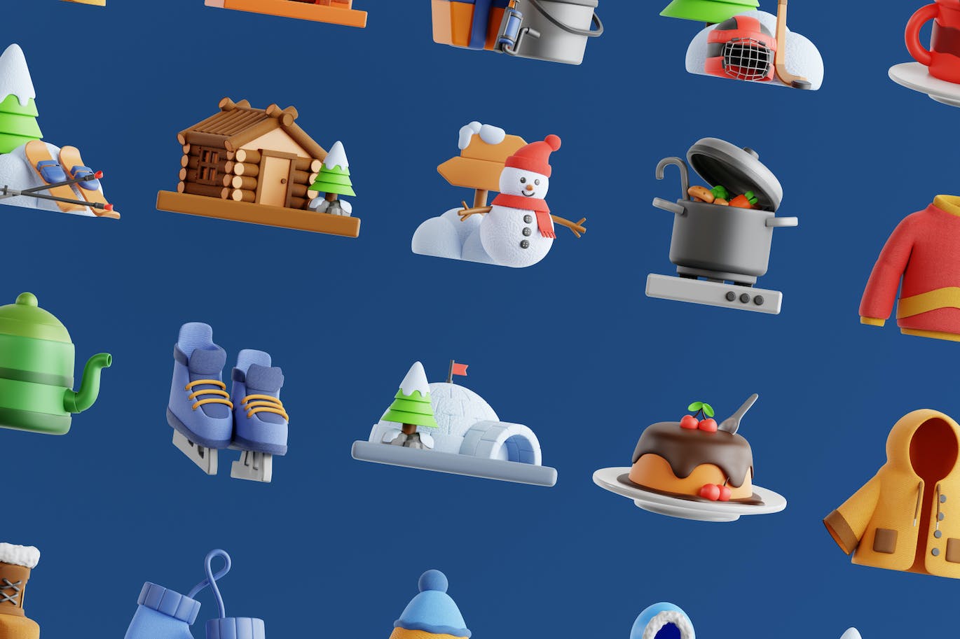 冬季3D主题图标素材包(PNG,Blend)