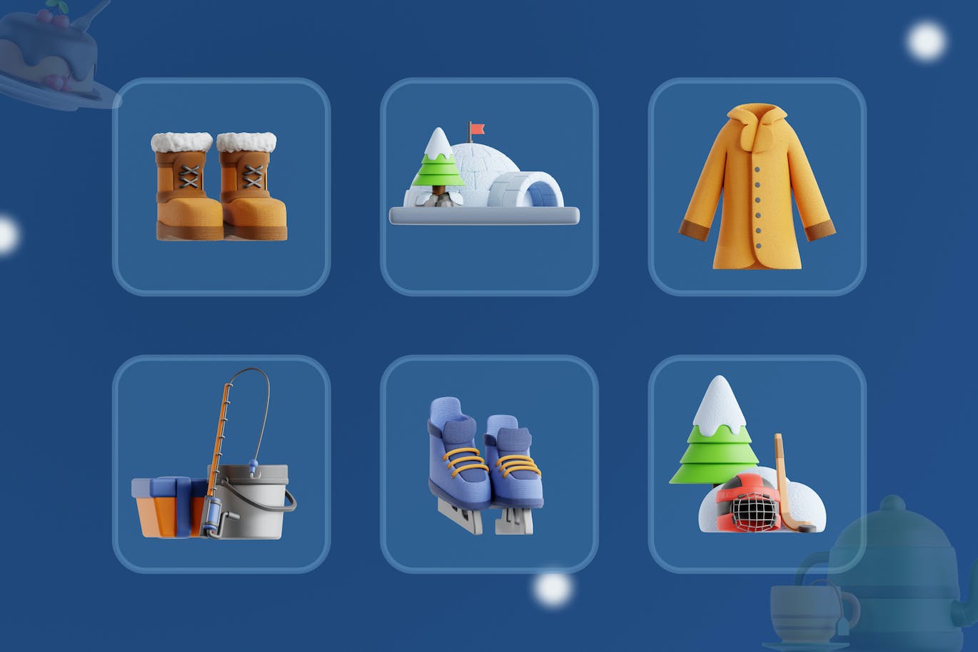 冬季3D主题图标素材包(PNG,Blend)