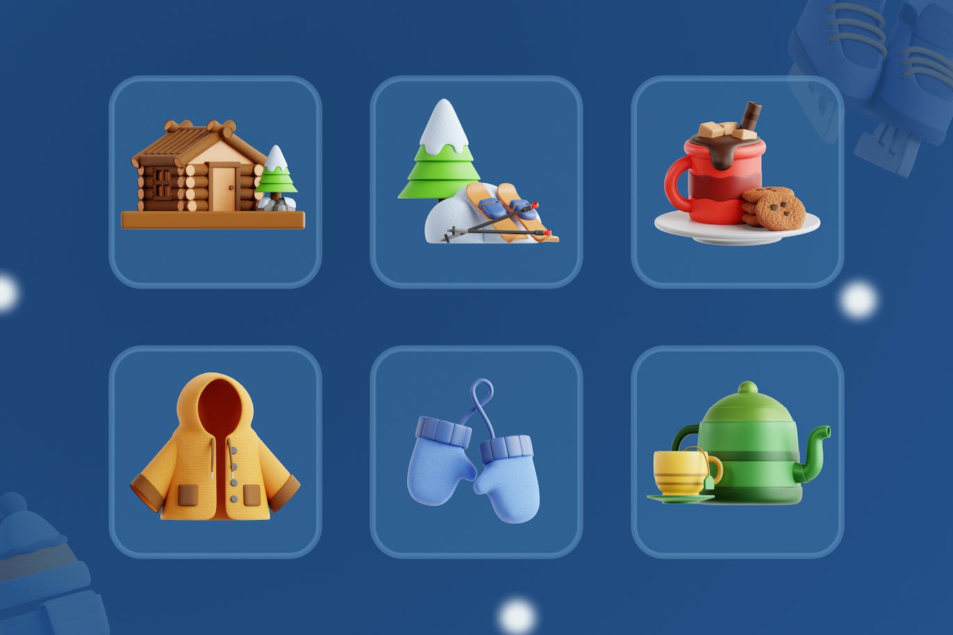 冬季3D主题图标素材包(PNG,Blend)