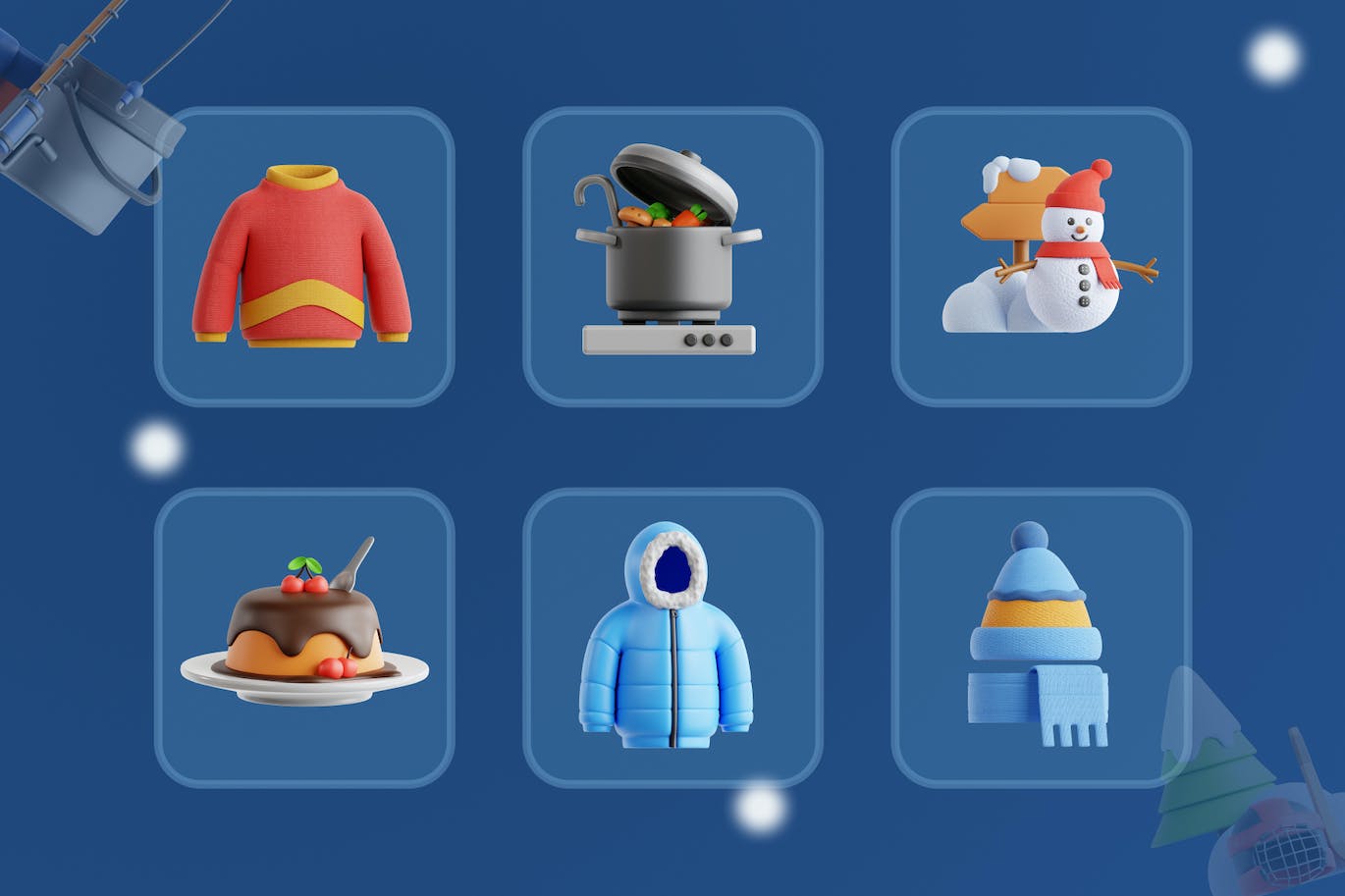 冬季3D主题图标素材包(PNG,Blend)