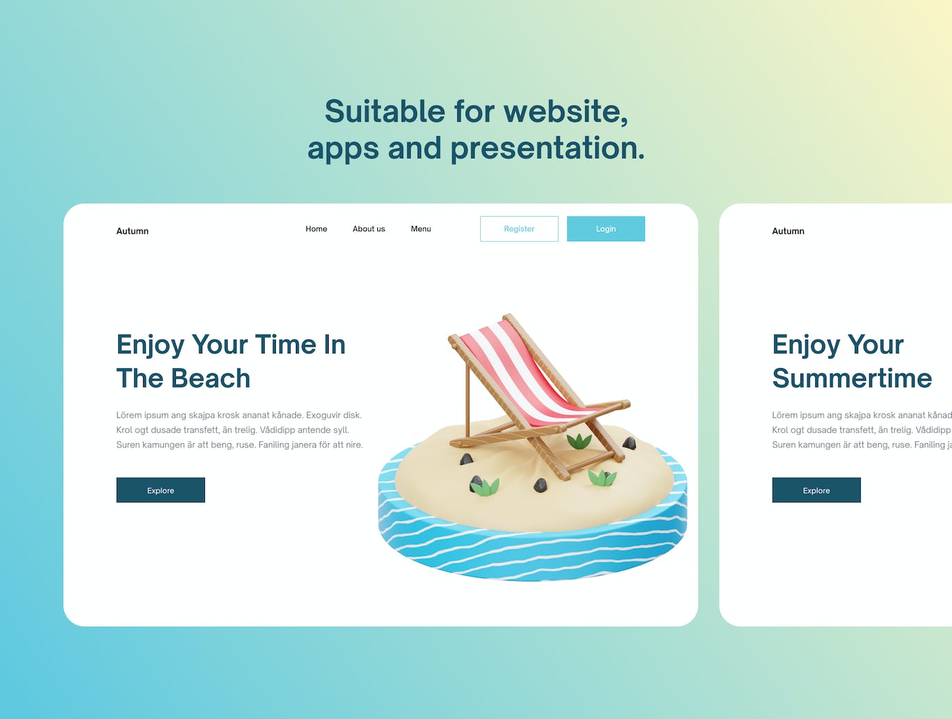 Blender创意3D夏季海滩度假图标模型