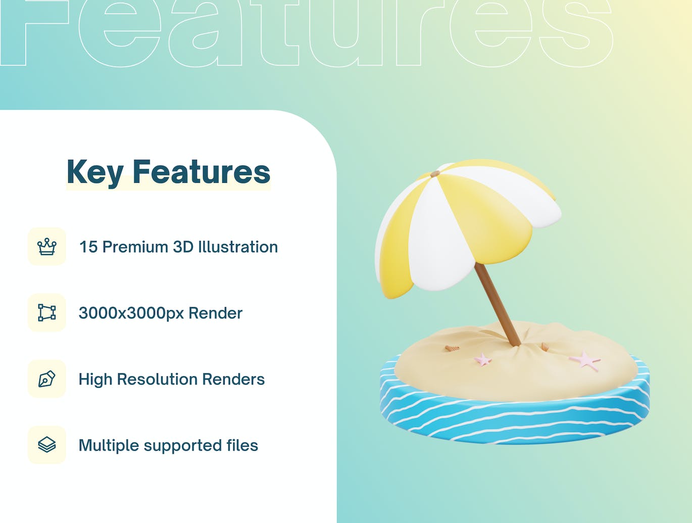 Blender创意3D夏季海滩度假图标模型