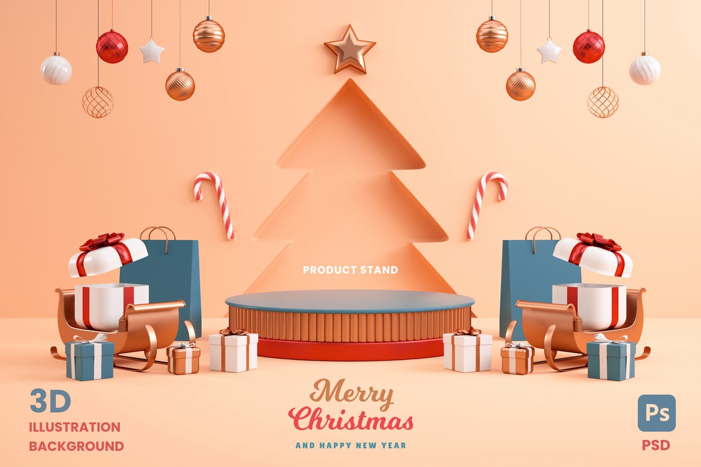3D圣诞节主题背景图片