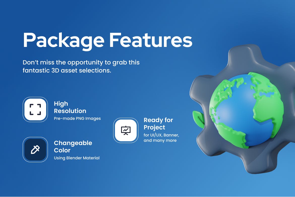 绿色环保地球主题3D图标(Blender,PNG)