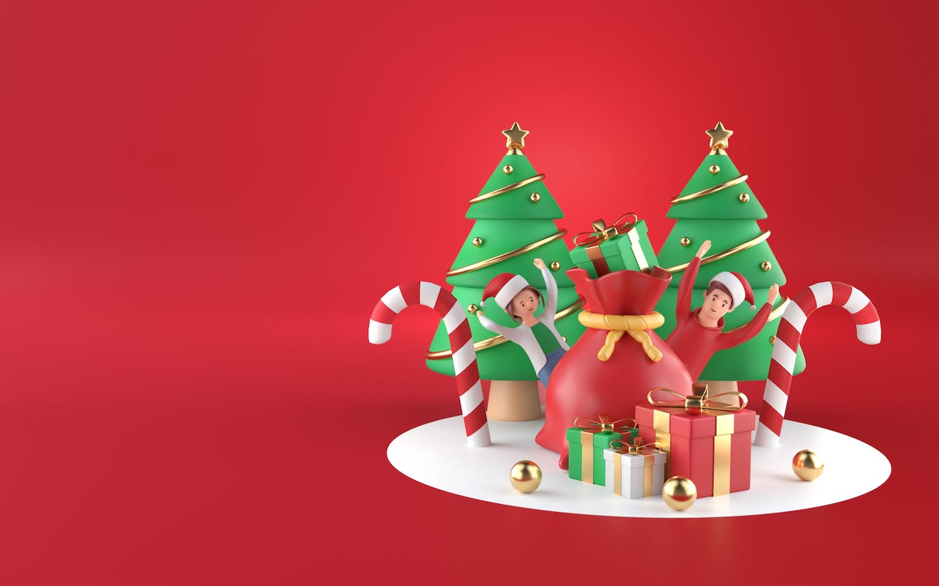 红色圣诞节主题创意PSD图标素材包