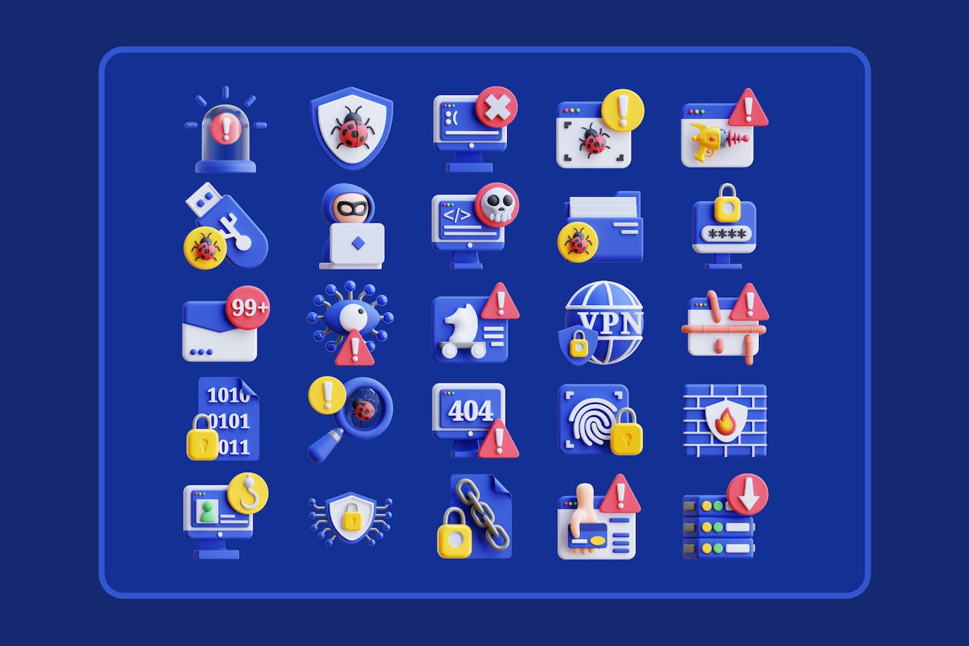 网络安全主题3D图标模型素材包(Blend)