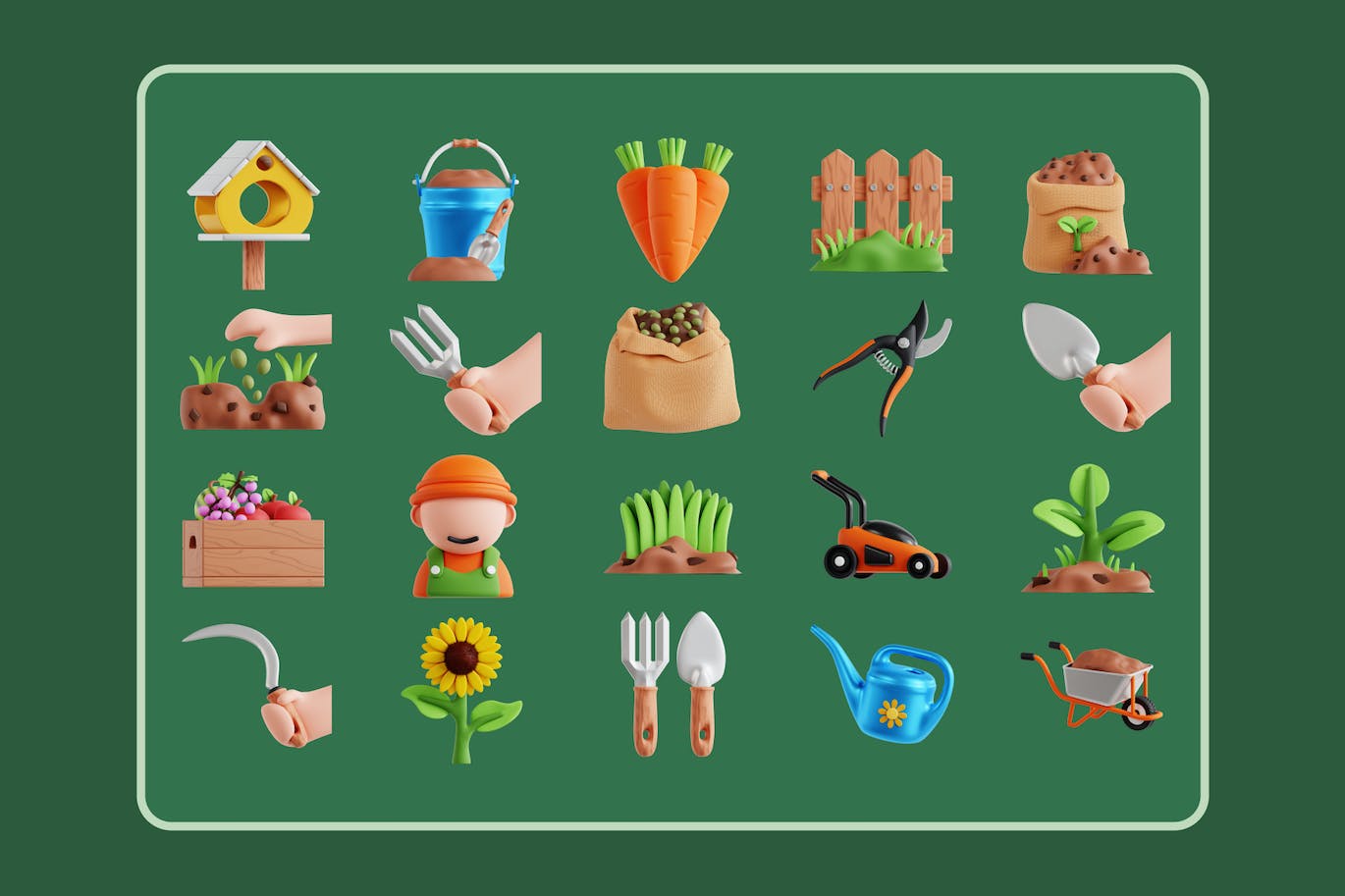 绿色园林园艺主题3D模型素材包(Blend)