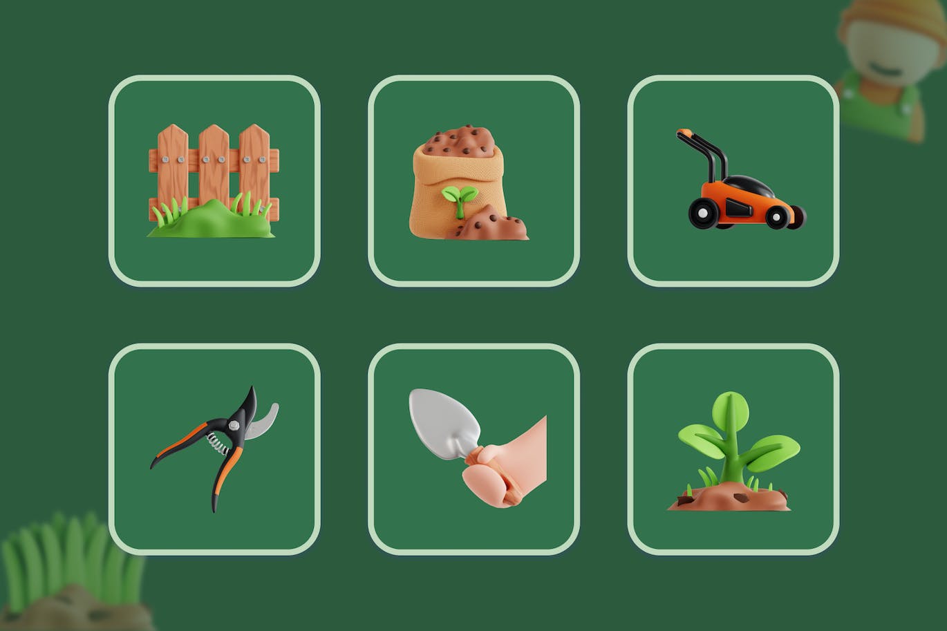 绿色园林园艺主题3D模型素材包(Blend)