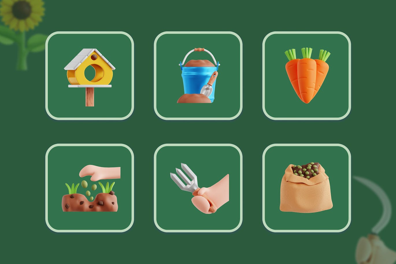 绿色园林园艺主题3D模型素材包(Blend)