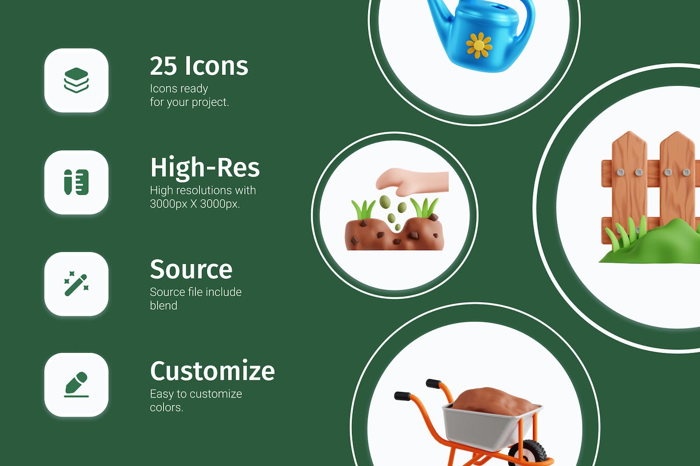 绿色园林园艺主题3D模型素材包(Blend)