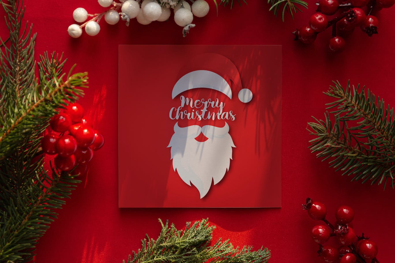 圣诞贺卡纸卡设计PSD样机素材