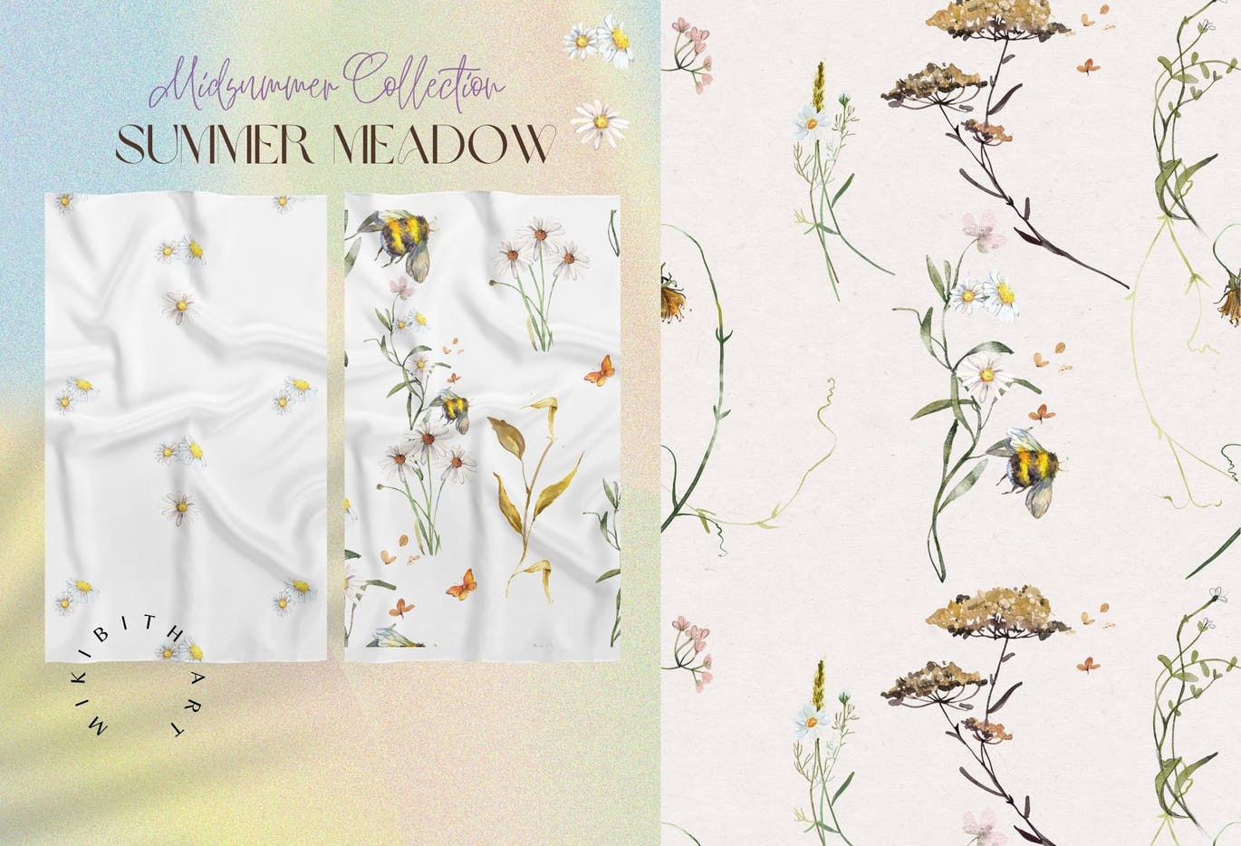 10个盛夏清爽无缝背景图案素材 (AI,PNG)