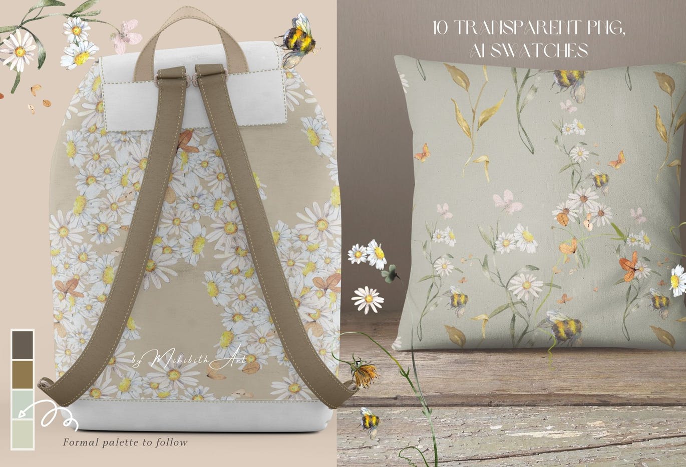 10个盛夏清爽无缝背景图案素材 (AI,PNG)