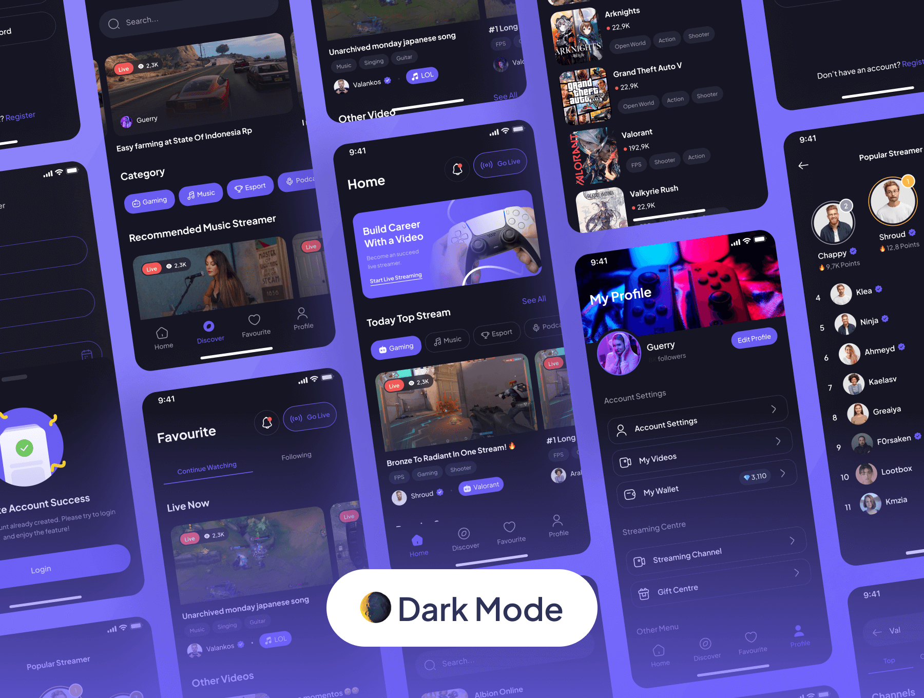 70个紫色风格直播主题APP UI KIT素材包
