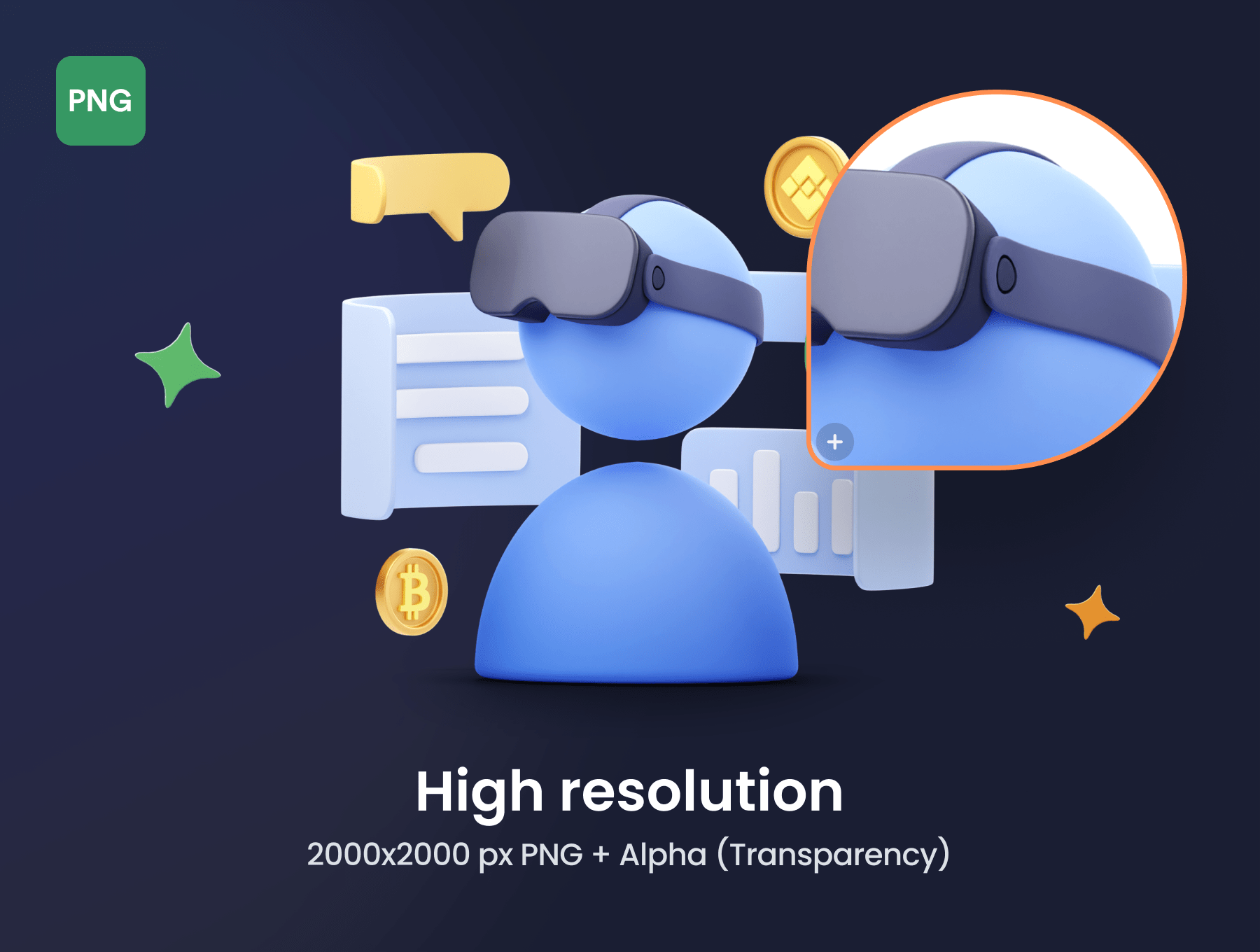 24个设计漂亮的区块链3D图标素材