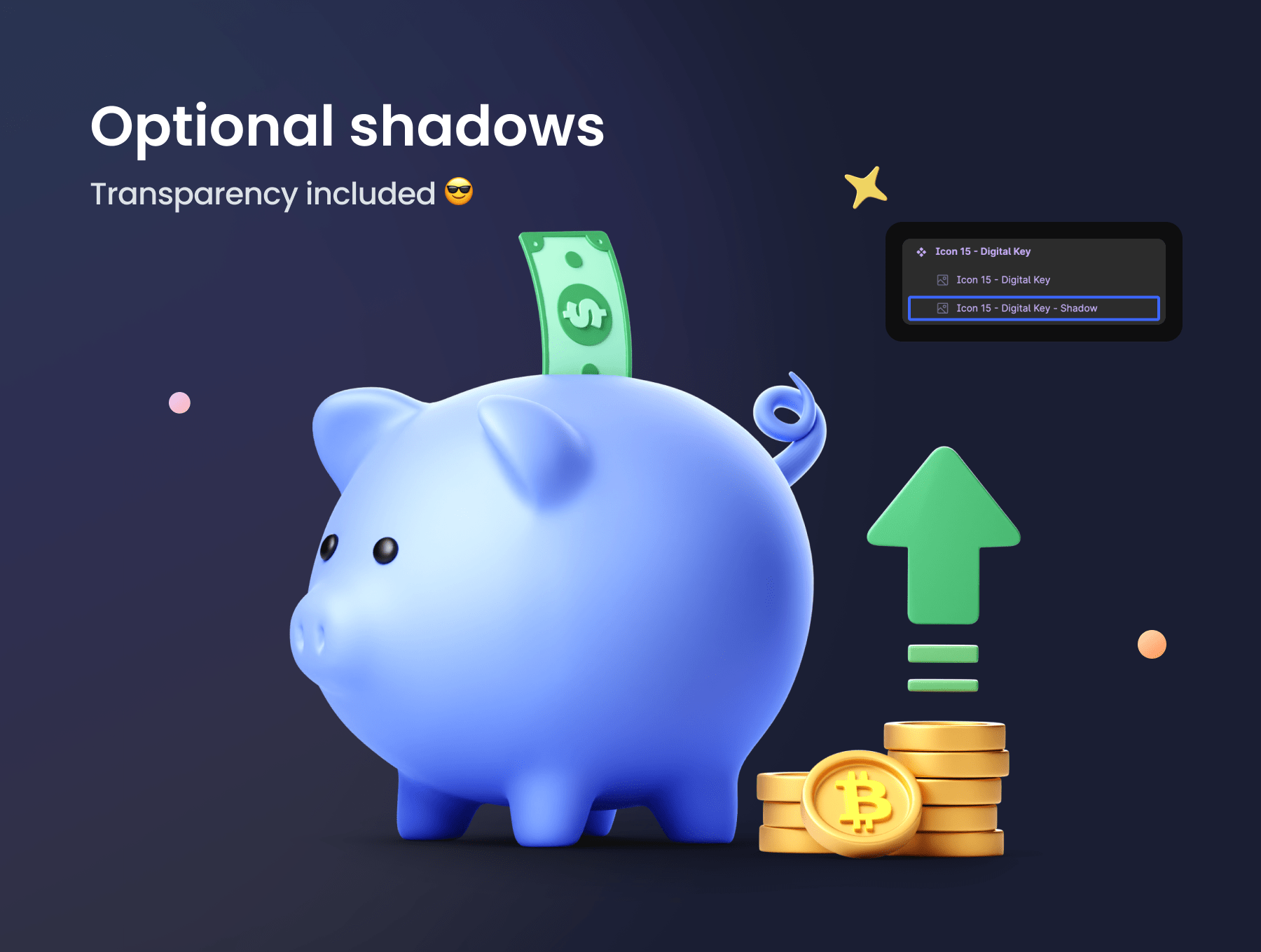 24个设计漂亮的区块链3D图标素材