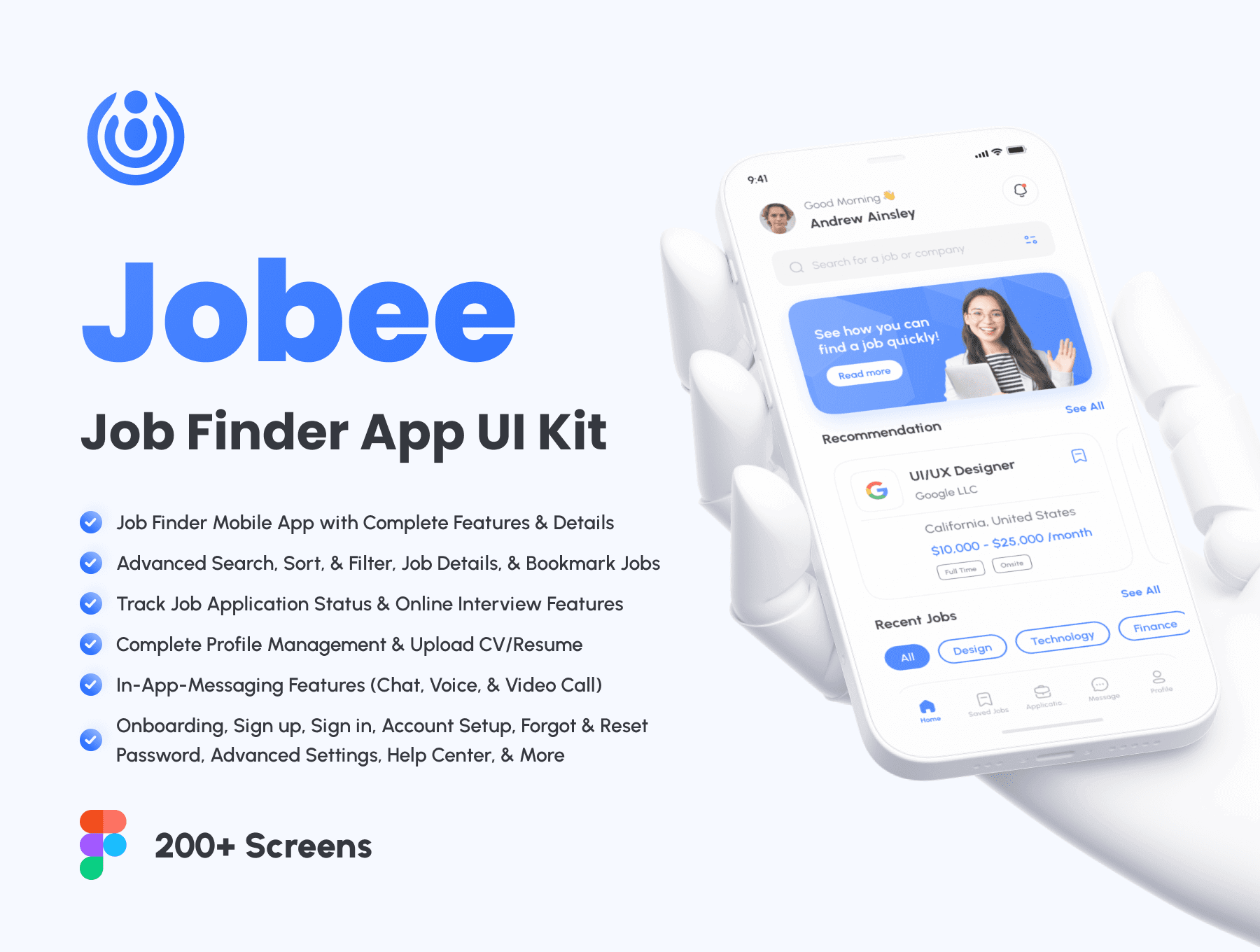 200多个简洁大气蓝色工作求职主题APP UI界面素材包