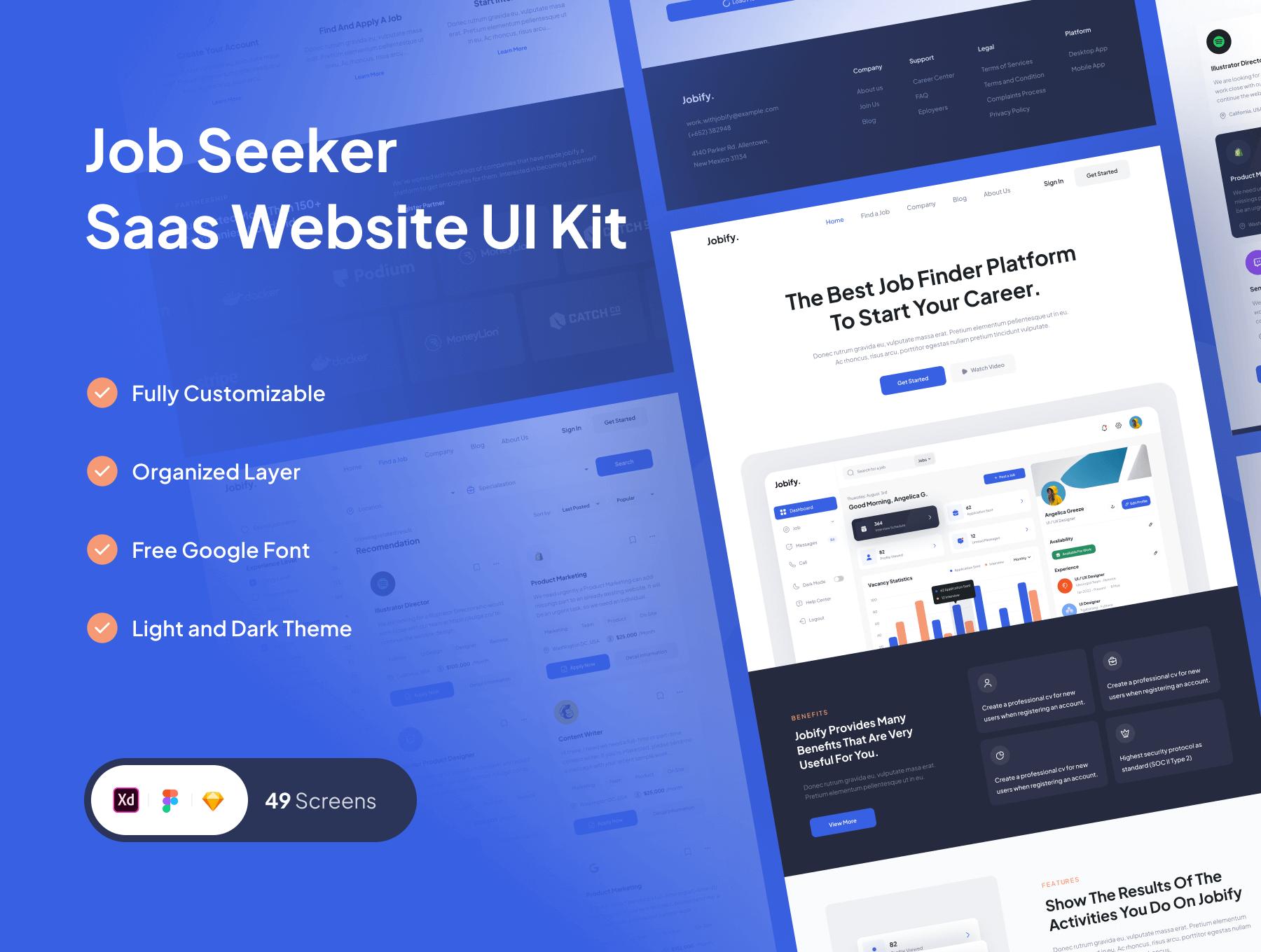 49个工作求职SaaS网站后台管理Web界面素材