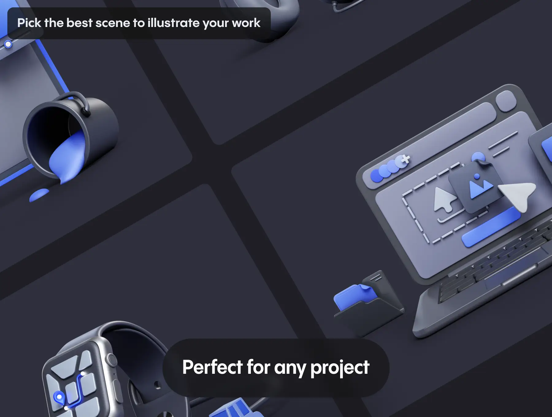 适用于阿里云腾讯云的暗色科技酷炫3D素材模型