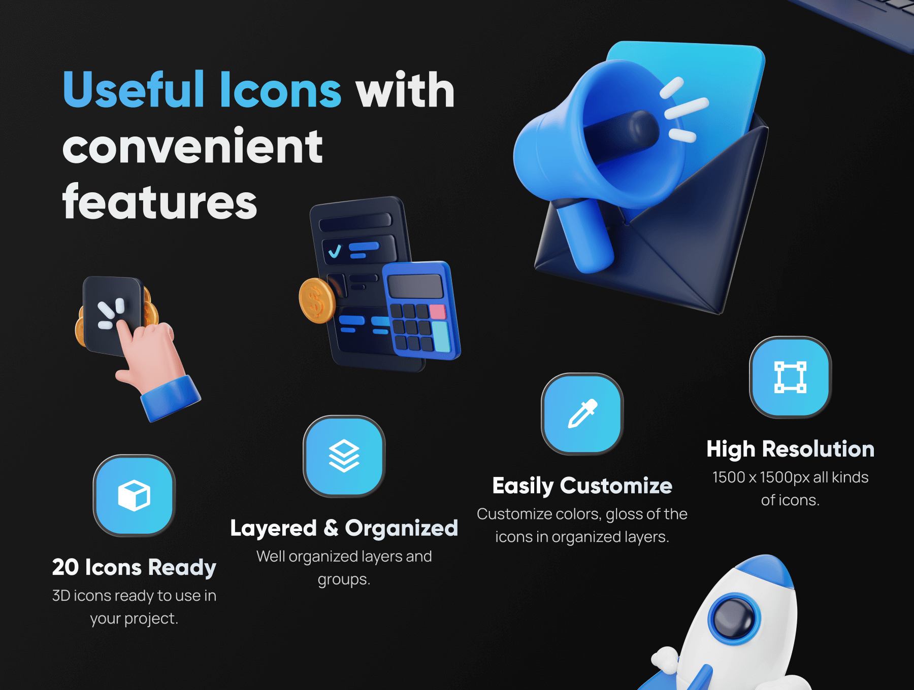 20个SEO和营销主题创意3D图标素材包