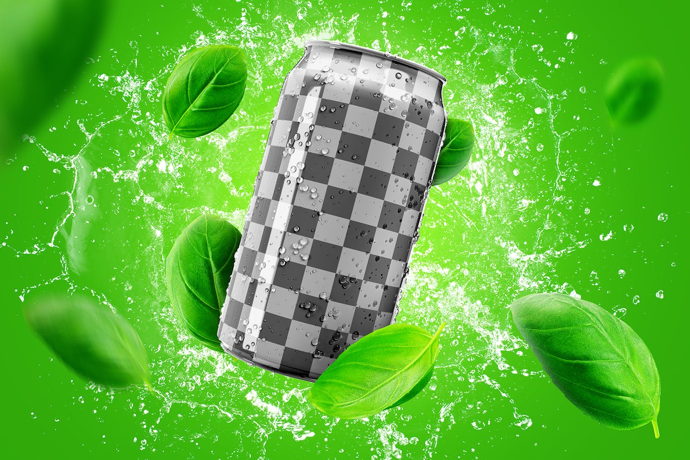 效果逼真的汽水饮料啤酒易拉罐包装PSD样机模型