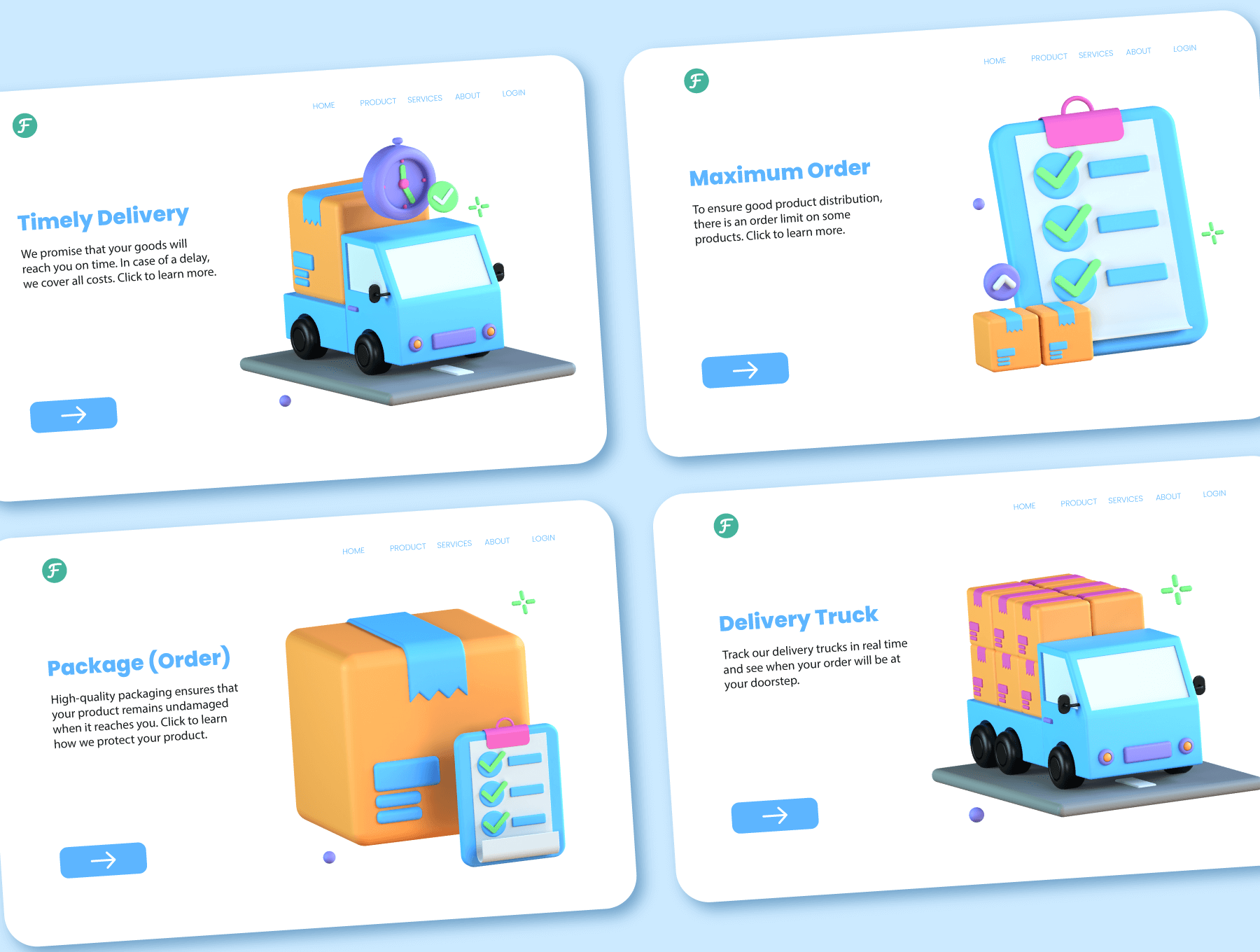 30个运输快递物流主题3D图标素材