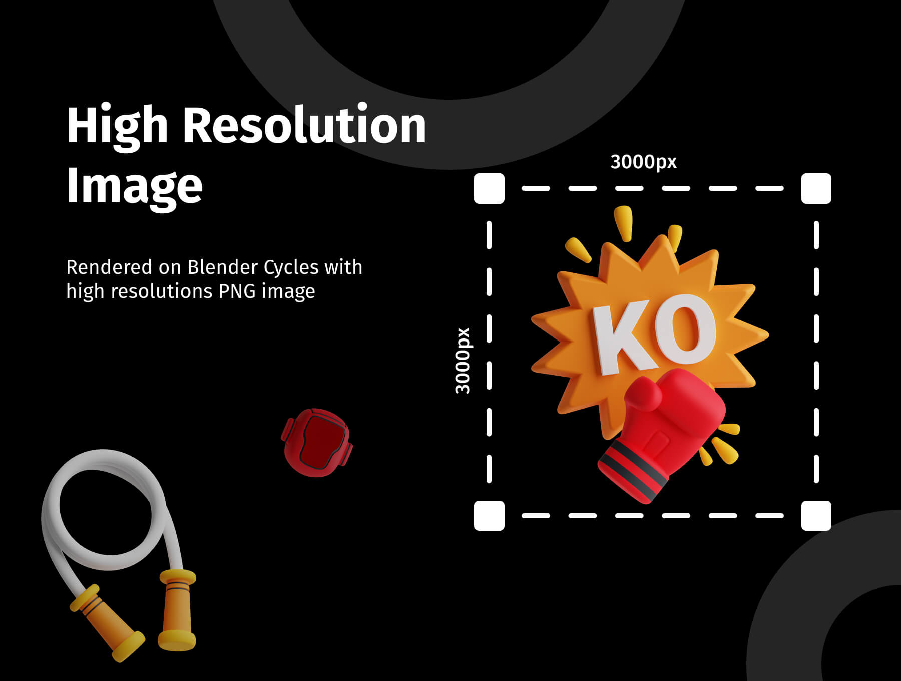 红黄颜色搭配拳击主题3D图标模型素材包