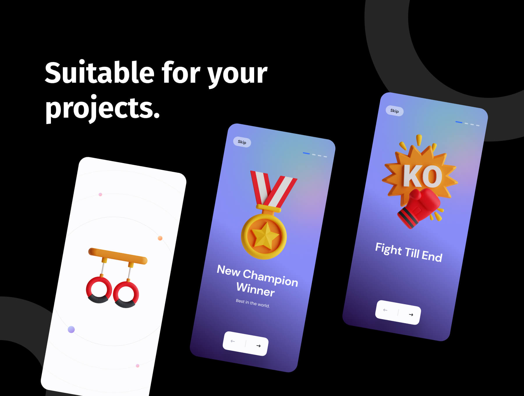 红黄颜色搭配拳击主题3D图标模型素材包