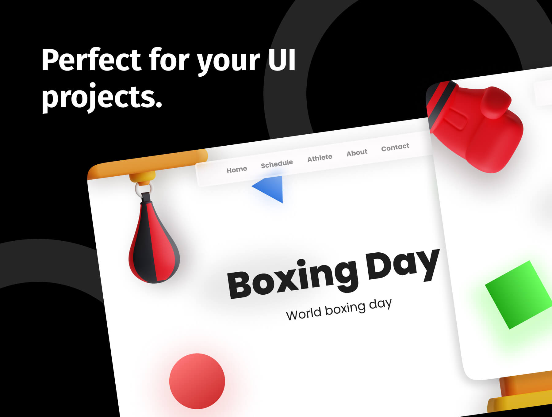 红黄颜色搭配拳击主题3D图标模型素材包
