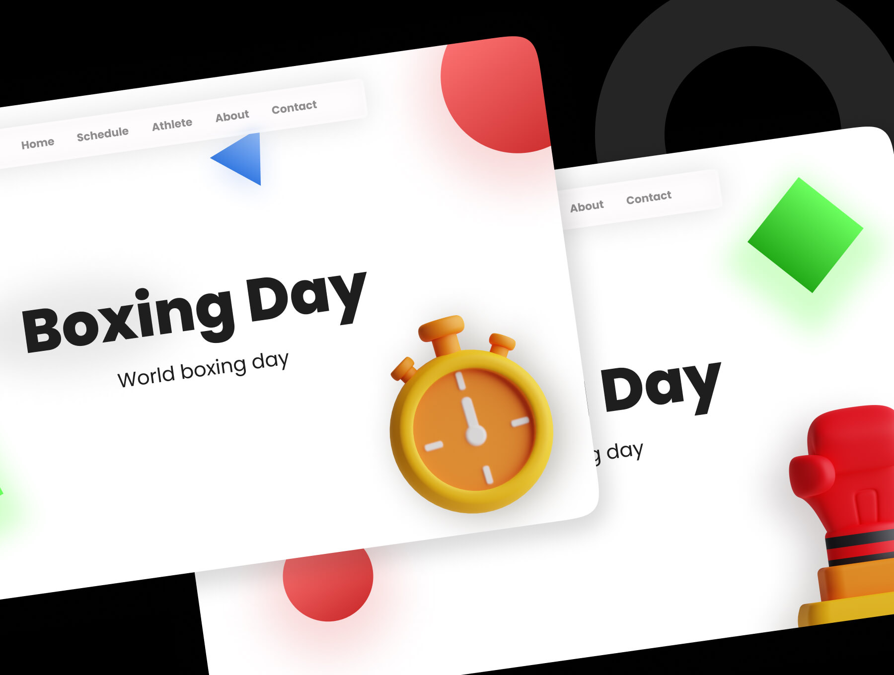 红黄颜色搭配拳击主题3D图标模型素材包