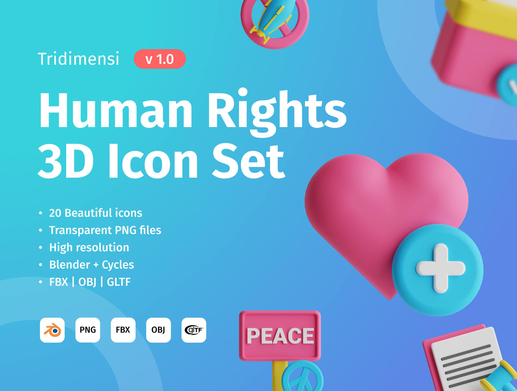 20个漂亮的合同协议文书主题3D图标素材包