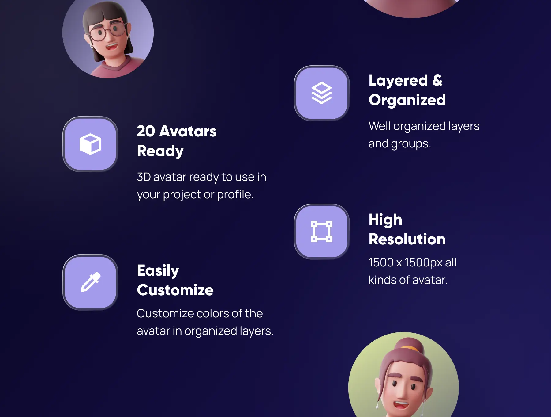 20个各种行业创意3D人物头像素材