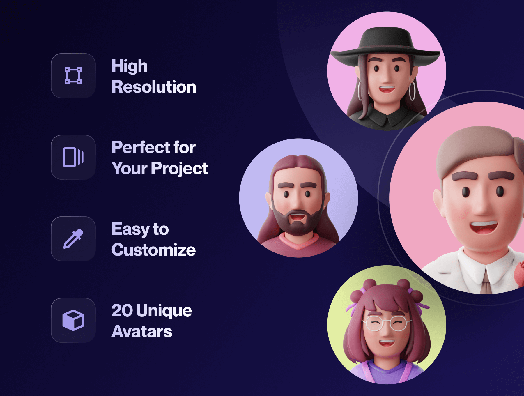 20个各种行业创意3D人物头像素材(第二波)