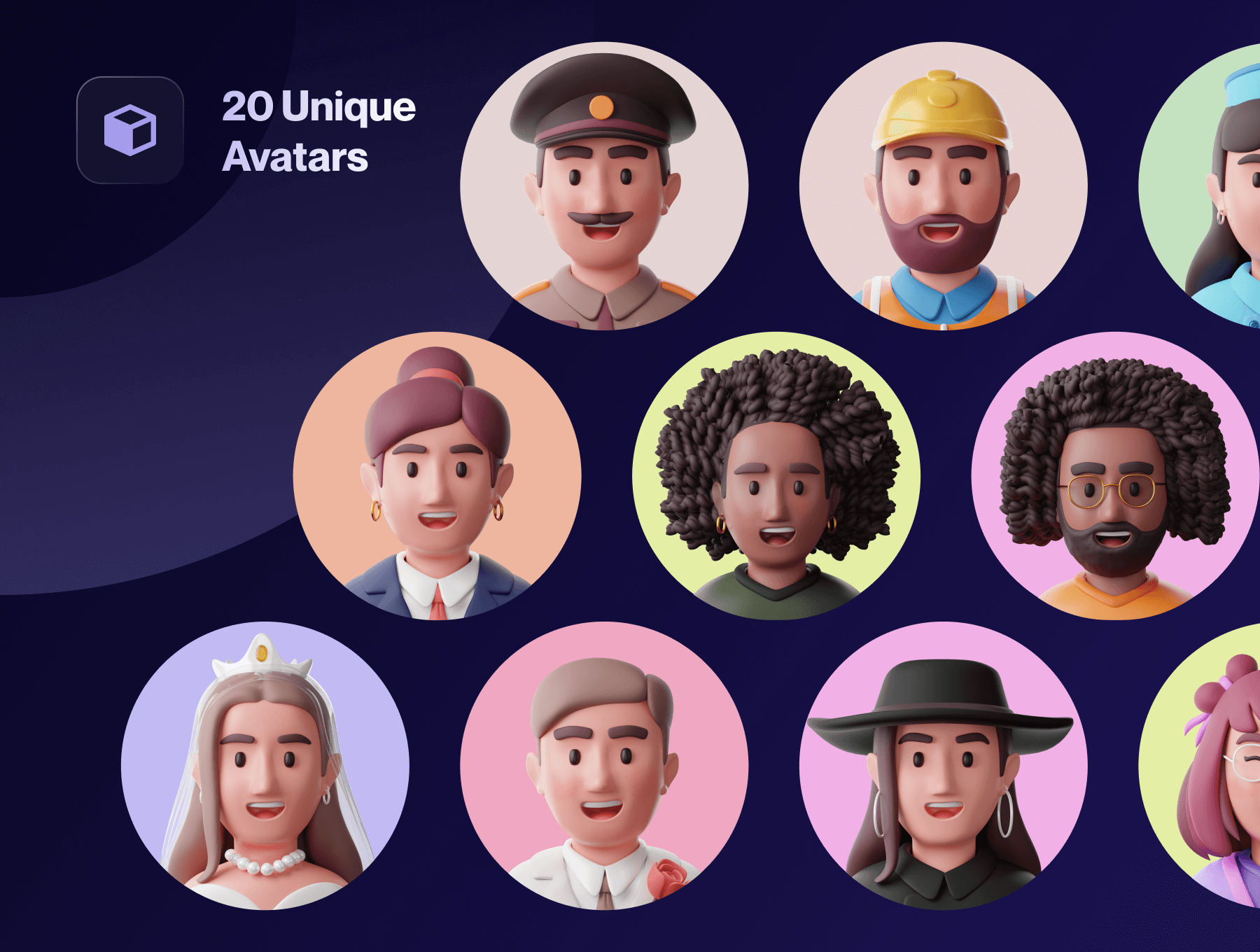 20个各种行业创意3D人物头像素材(第二波)